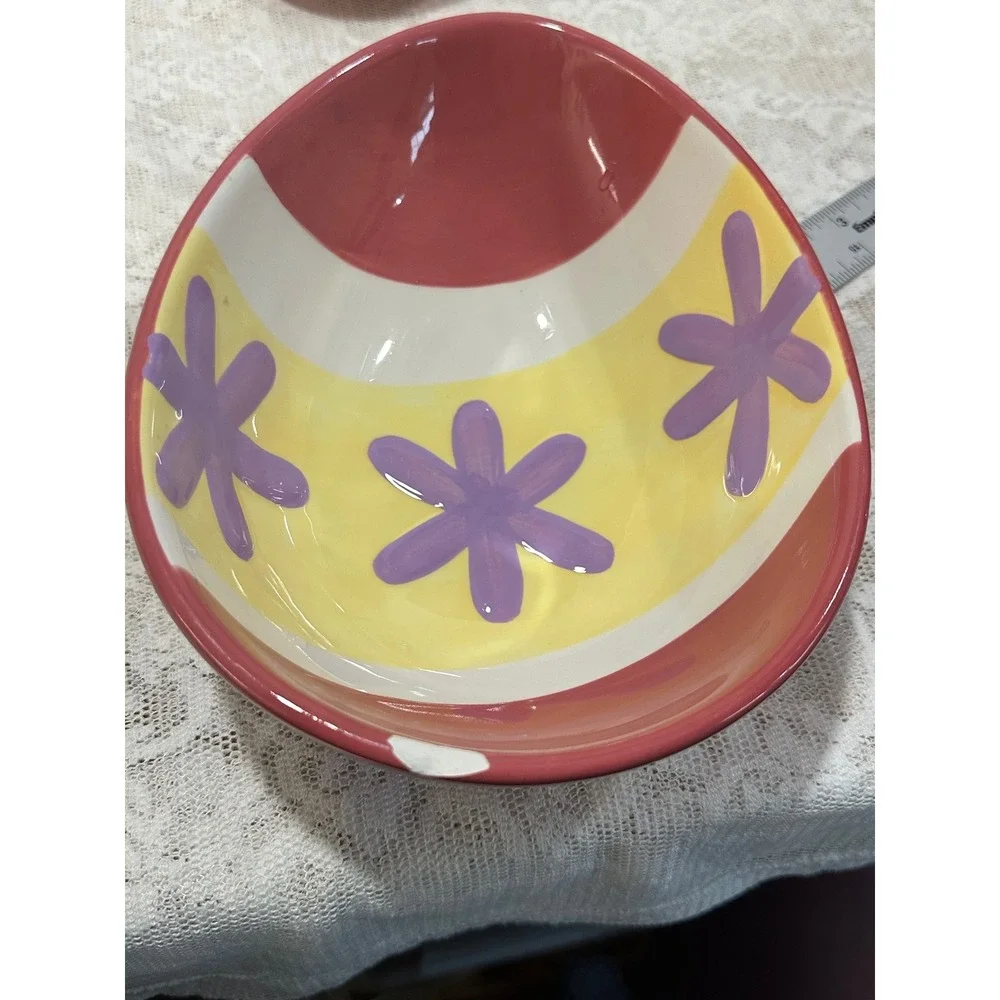 Blossoms Blooms‎ Egg Shaped Nesting Bowls Set Ceramic Easter Spring Decor